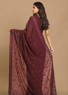 Coveted Wine Saree image number 5